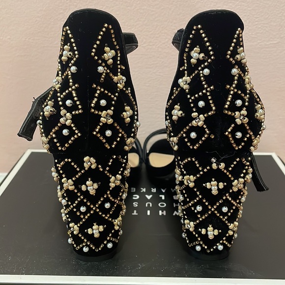 Pearl Embedded Suede Heels - Picture 2 of 5